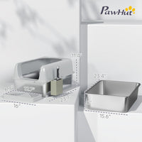 High Sided Stainless Steel Litter Box with Metal Scoop & Scoop Holder, for Easy Clean& Anti-Urine Leakage, Light Gray