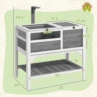 Tortoise Habitat with Shelf Storage Tortoise Gift Accessory with Weather Protection for Indoor, Light Gray