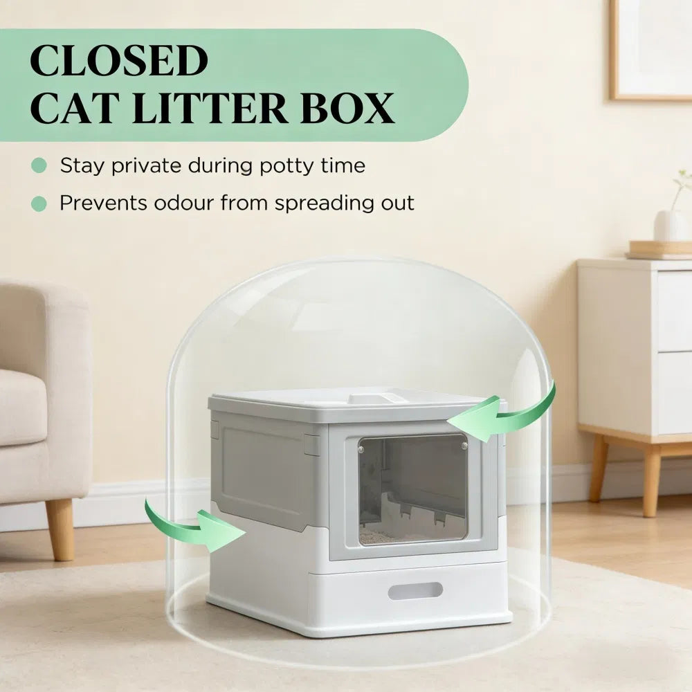 Stainless Steel Enclosed Litter Box for Cats