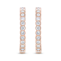 18K Rose Gold 1 Cttw Round Bezel-Set Diamond Hoop Earrings (F-G Color, VS1-VS2 Clarity)
