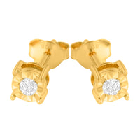 10K Yellow Gold Plated .925 Sterling Silver 1/10 Cttw Round Brilliant-Cut Diamond Miracle-Set Stud Earrings (J-K Color, I3 Clarity)