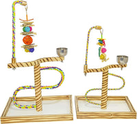 Bird Play Gym Tabletop W Cup, Toy Hanger and Toy, Javan Tigertail Stand- Large - BIG FRENCHIES