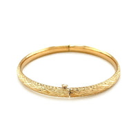 14k Yellow Gold Diamond Cut Design Dome Motif Children's Bangle