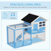 49 Wooden Rabbit Hutch Bunny Cage With Waterproof Asphalt Roof, Fun Outdoor Run, Removable Tray And Ramp, For Rabbits, C