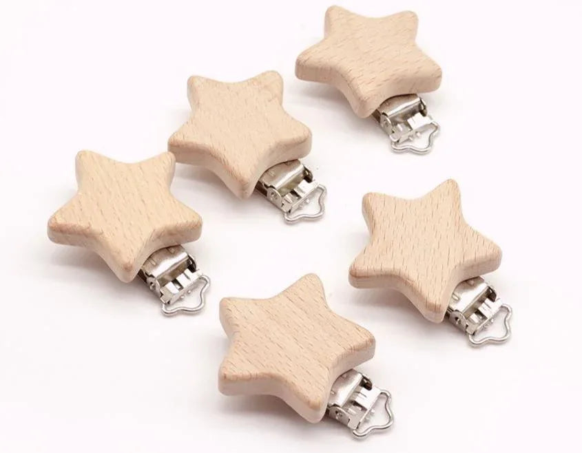 Modern Wood Naural Nipple Chain Accessories BPA Free Cute Modelling Beech Pacifier Clip Small Elephant Heart-shaped Holder for Pacifier - BIG FRENCHIES