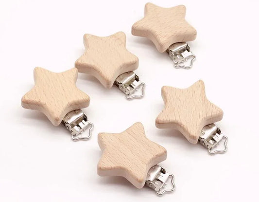 Modern Wood Naural Nipple Chain Accessories BPA Free Cute Modelling Beech Pacifier Clip Small Elephant Heart-shaped Holder for Pacifier - BIG FRENCHIES