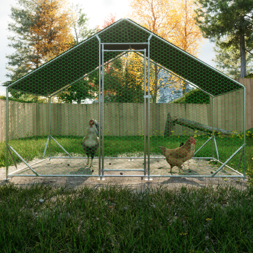 Large Metal Chicken Coop, Walk-in Chicken Run,Galvanized Wire Poultry Chicken Hen Pen Cage, Rabbits Duck Cages With Wate