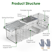 2PCS 24 Inch Humane Live Animal Trap Cage, Galvanized Steel Catch And Release Trap For Squirrel, Rabbit, Chipmunk, Groun