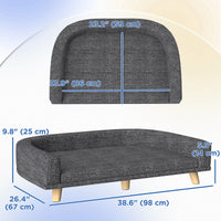 Dog Sofa for Large Dogs with Washable Cover, Anti-slip Foot Pads, Dark Grey