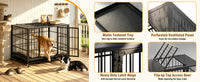 Heavy Duty Dog Crate , Mobile Pet Kennel with Lockable Wheels & Rotary Twist-Latch, Indoor Outdoor Metal Cage with Perfo