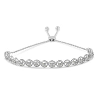 .925 Sterling Silver 1/4 cttw Round-cut Diamond Bolo Bracelet (I-J Color, I3 Clarity)