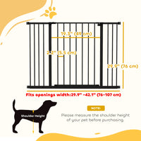 Pressure Fit Dog Gate Pet Barrier for stairs doorway, 29.9''- 42.1'' Width Black