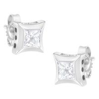 10K White Gold 1/2 Cttw Invisible Set Princess-Cut Diamond Stud Earrings (H-I Color, SI2-I1 Clarity)