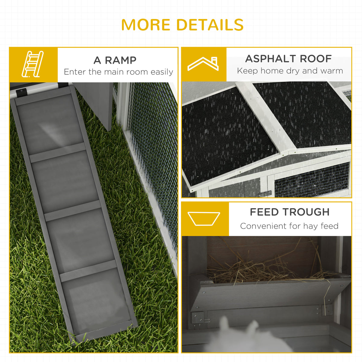 Rabbit Hutch 2-Story Bunny Cage, Guinea Pig Cage Indoor Outdoor, Small Animal House with Slide Out Tray, for Rabbits, Ch