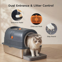 Double-entry convertible lid cat litter box
