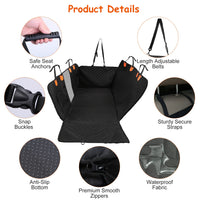 Dog Car Back Seat Cover With Zipper Mesh Window Storage Bags Waterproof 600D Oxford Cloth Car Seat Protector With Slide 