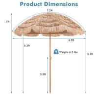 7.2 foot portable beach umbrella with adjustable tilt