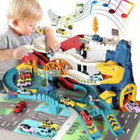 Dinosaur Mountain Adventure Track Toy Set Includes Roller Coaster, Mini Car, And Screwdriver