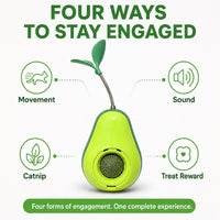 Avocado-Shaped Cat Tumbler Toy Interactive Wobble Toy That Self-Rights Includes Replaceable Feather & Catnip Ball Indoor
