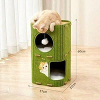 Multi Level Felt Cat Tree House, Vertical Cat Scratcher Tower With Multiple Hideaway Nests, Interactive Hanging Ball Toy