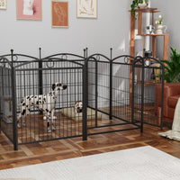 Dog Playpen Indoor 32 inch 8 Panels Metal Dog Pen Pet Dog Fence Outdoor Exercise Pen with Doors, Heavy Duty Dog Fence Pu