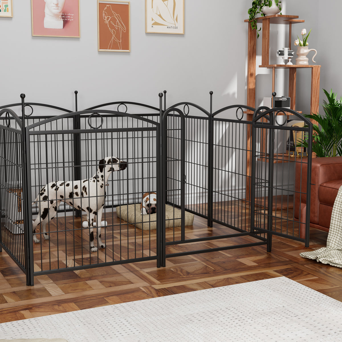 Dog Playpen Indoor 32 inch 8 Panels Metal Dog Pen Pet Dog Fence Outdoor Exercise Pen with Doors, Heavy Duty Dog Fence Pu