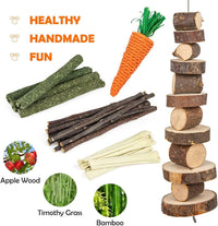 Rabbit Toys Bunny/Guinea Pig Toys Natural Timothy Hay Hamster Toys for Teeth Handmade Chews and Treats Apple Wood Sticks Chinchilla Rat - BIG FRENCHIES