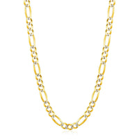 6.0mm 14K Yellow Gold Solid Pave Figaro Chain