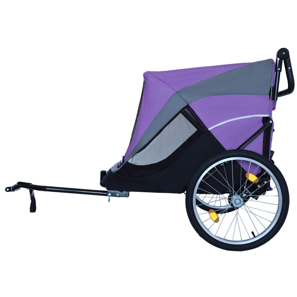 2-in-1 Bike Trailer & Push Cart for Pets - Detachable Bike Hitch & Push Handle Included - Quick Release Wheel, Internal 