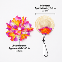 Pet Straw Hat and Flower Lei Set Beach Hawaii Style