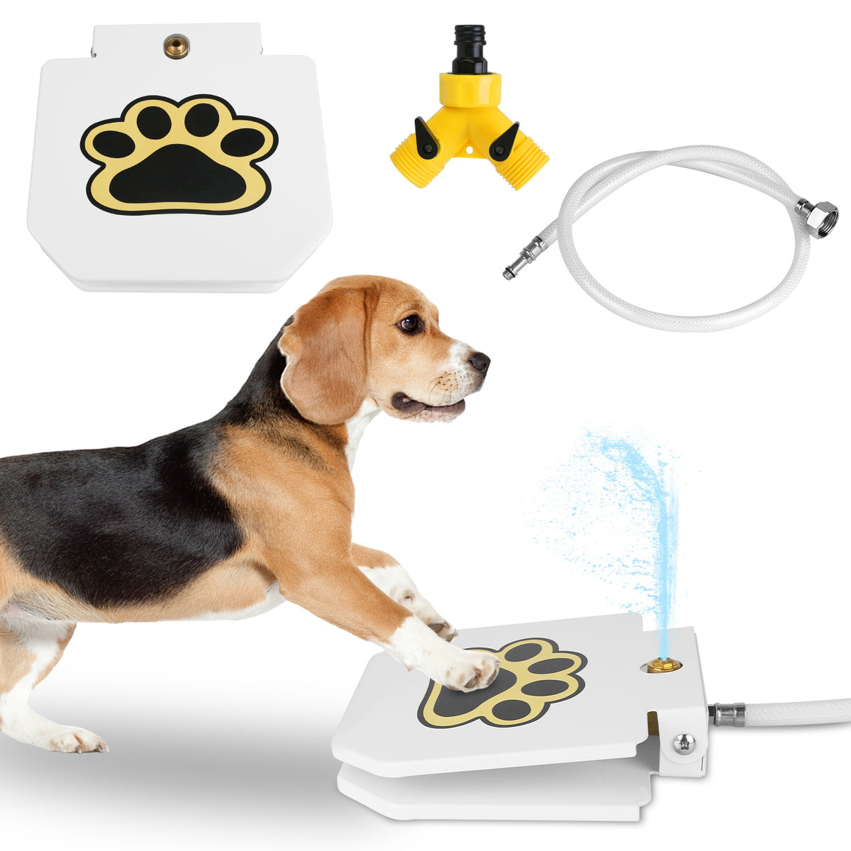 1Pc Dog Water Fountain Outdoor Dog Pet Water Dispenser Step-on Activated Sprinkler With Interactive Paw Pedal Valve For 