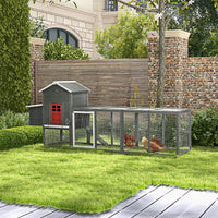 118" Extra Large Chicken Coop with Asphalt Roof, Wooden Hen Run with Slide-Out Tray and Nesting Box, Chicken Hutch for 3