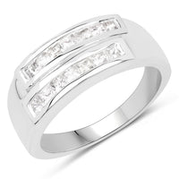 0.70 Carat Genuine White Sapphire .925 Sterling Silver Ring