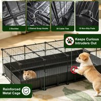 47x24x12" Guinea Pig Cage Small Animal Playpen DIY Metal Pet Enclosure with 20 Panels Waterproof Floor Mat for Hedgehogs