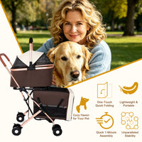Double Pet Stroller for Dogs and Cats, Foldable Frame, 3-in-1 Convertible Carrier/Tote, Shockproof Wheels, Brake System,