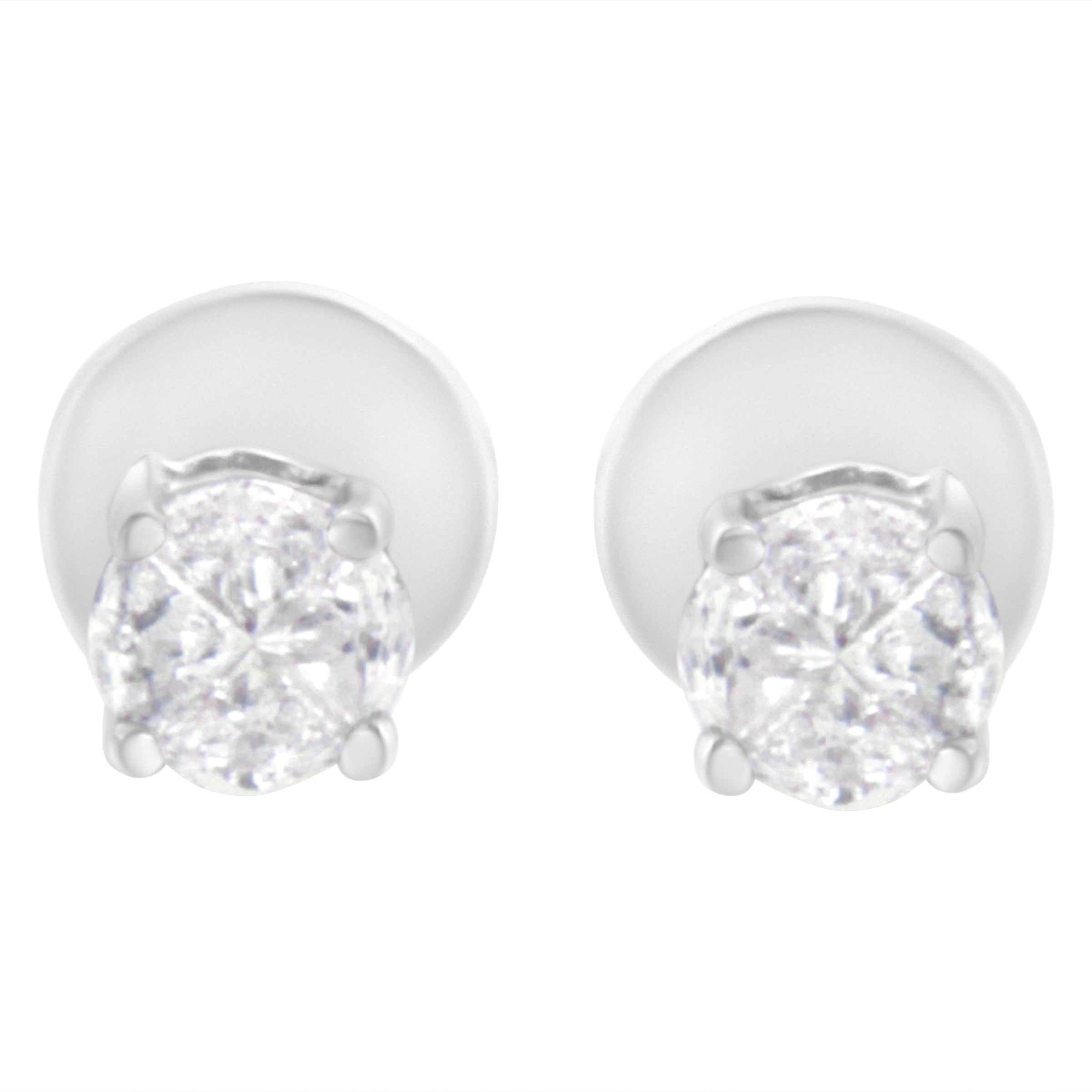 14K White Gold 1/2 Cttw Pie-Cut Diamond Solitaire Stud Earrings (H-I Color, SI1-SI2 Clarity)