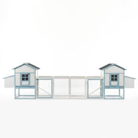 Large Wooden Chicken Coop with Double Nesting Boxes, Outdoor Walk-In Chicken Run with Waterproof Asphalt Roof, Fir Wood 