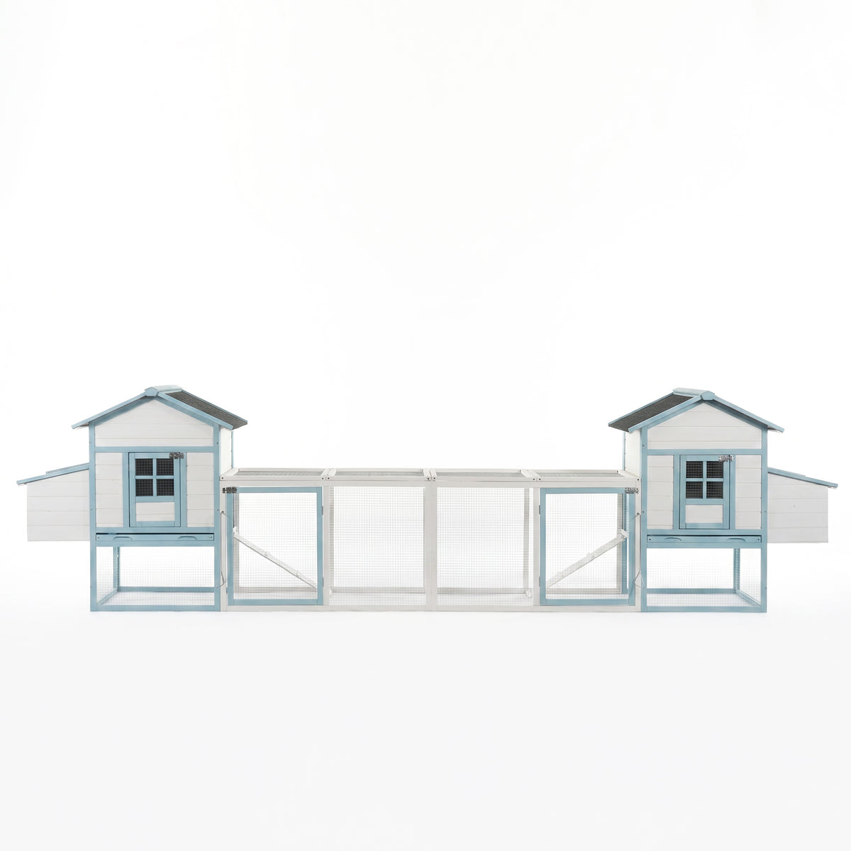 Large Wooden Chicken Coop with Double Nesting Boxes, Outdoor Walk-In Chicken Run with Waterproof Asphalt Roof, Fir Wood 