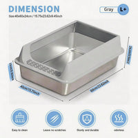 Stainless Steel Cat Litter Box, Large Open Top Litter Box With Anti Splash High Sides, Anti Tracking Pedal, Easy To Clea