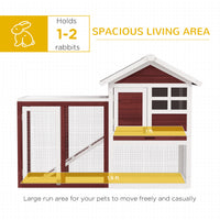 49" Wooden Rabbit Hutch Bunny Cage with Waterproof Asphalt Roof, Fun Outdoor Run, Removable Tray and Ramp, for Rabbits, 