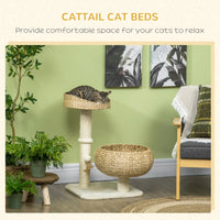 Elevated Cat Bed With Sisal Scratching Post For Indoor Kitties, Modern Cat Tree With Cute Basket Design, Small Cat Tree 