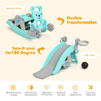 4-in-1 Toddler Slide and Rocking Horse Playset with Basketball Hoop