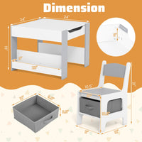 4 in 1 Kids Toddler Activity Table and Chairs Set with Reversible Tabletop