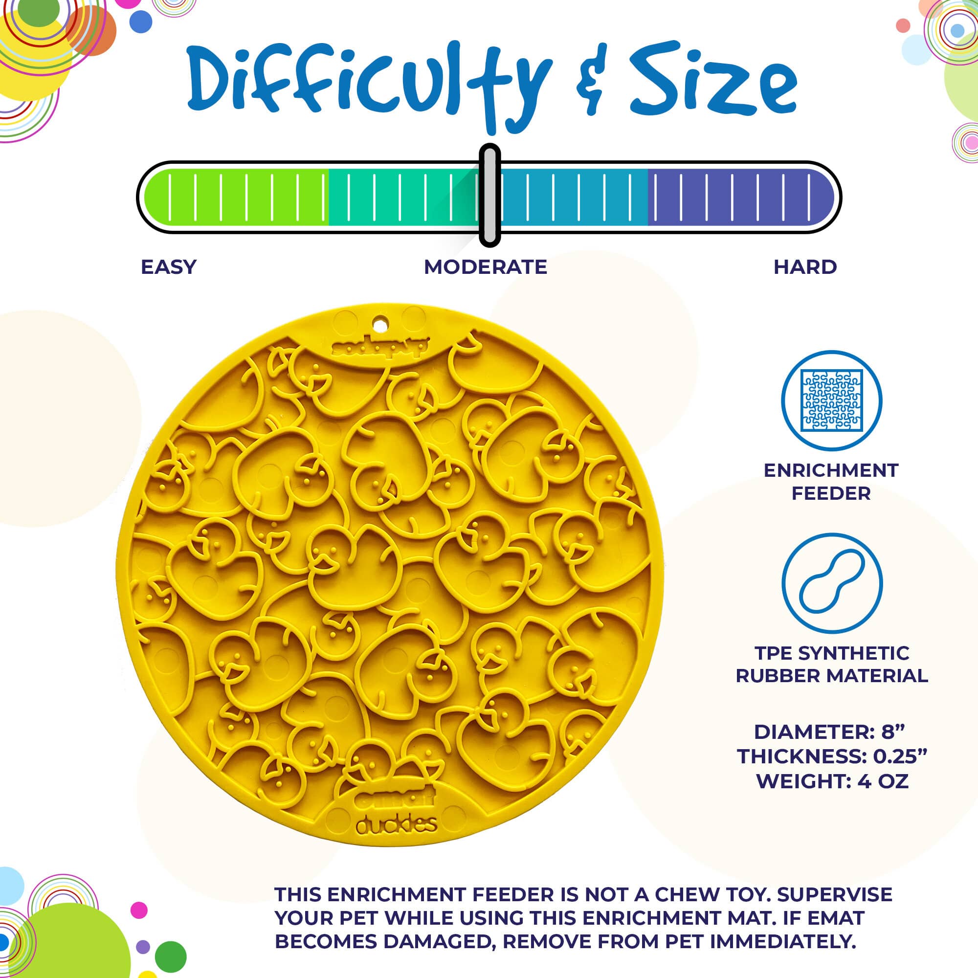 Rubber Duckies emat - Enrichment Lick Mat for Dogs and Cats - with Suction Cups | Bath Time Design | SodaPup USA Made - BIG FRENCHIES