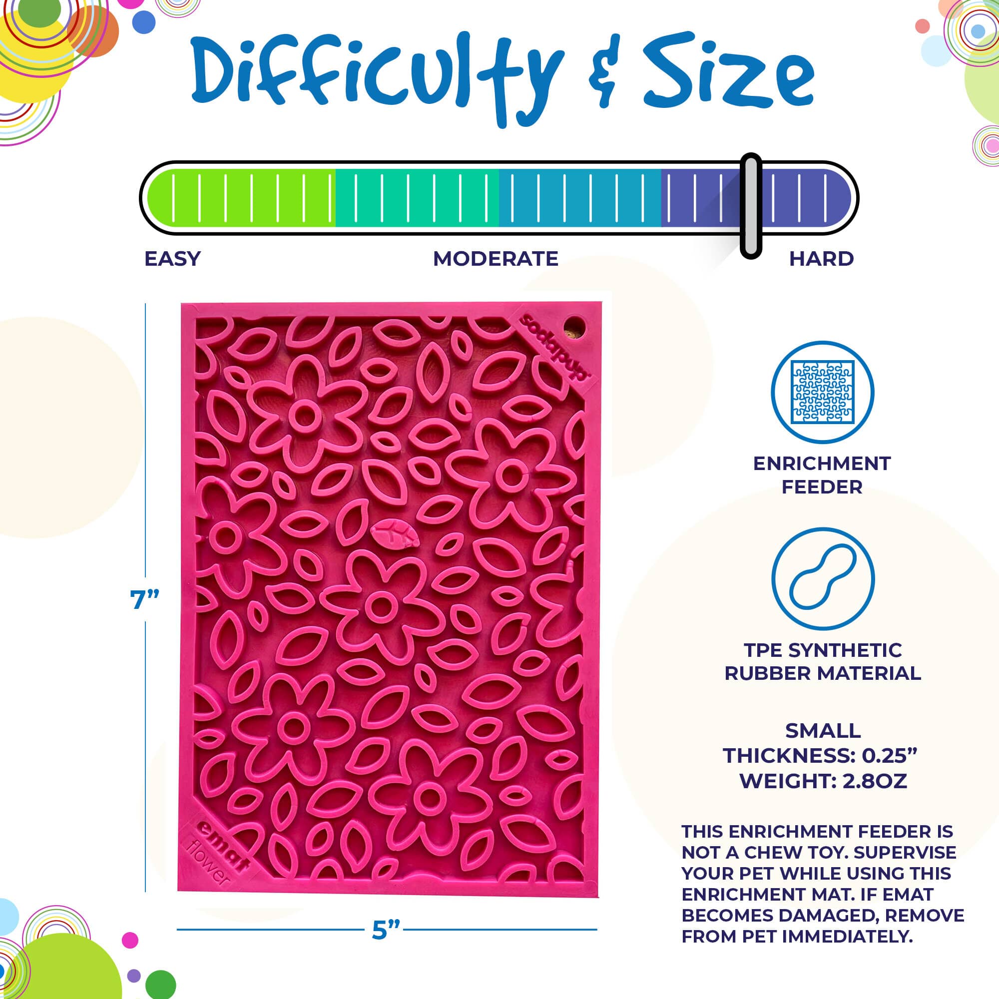 Flower Power emat - Enrichment Lick Mat for Dogs and Cats | Flower Design | USA Made - BIG FRENCHIES