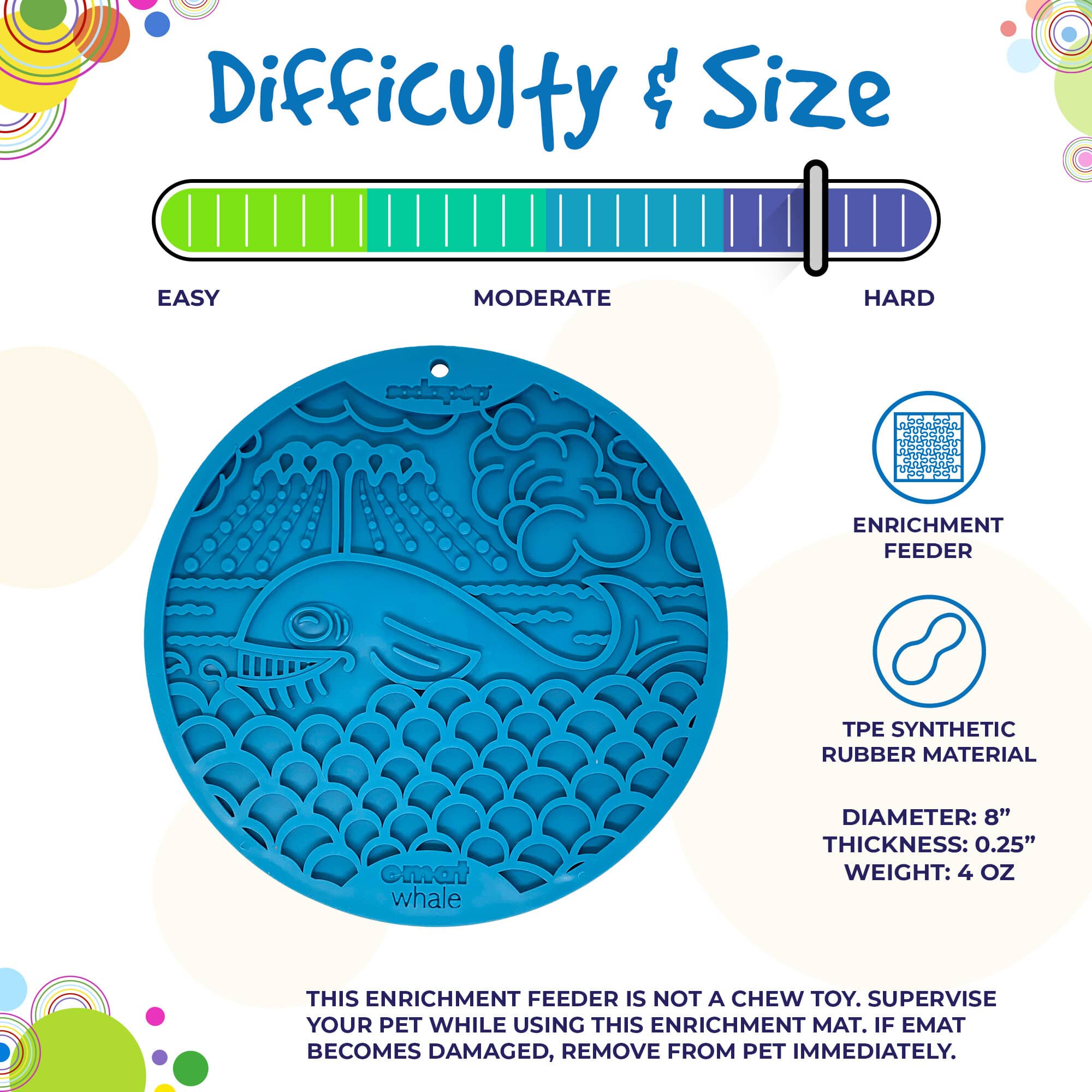 Whale eMat - Enrichment Lick Mat for Dogs and Cats - with Suction Cups | Whale Design | USA Made - BIG FRENCHIES