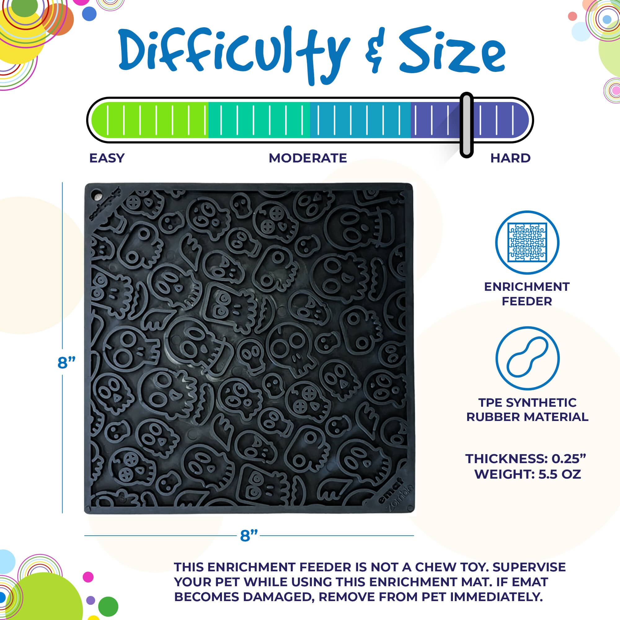 Zombie eMat - Enrichment Lick Mat for Dogs and Cats | Halloween Skull Design | SodaPup - BIG FRENCHIES