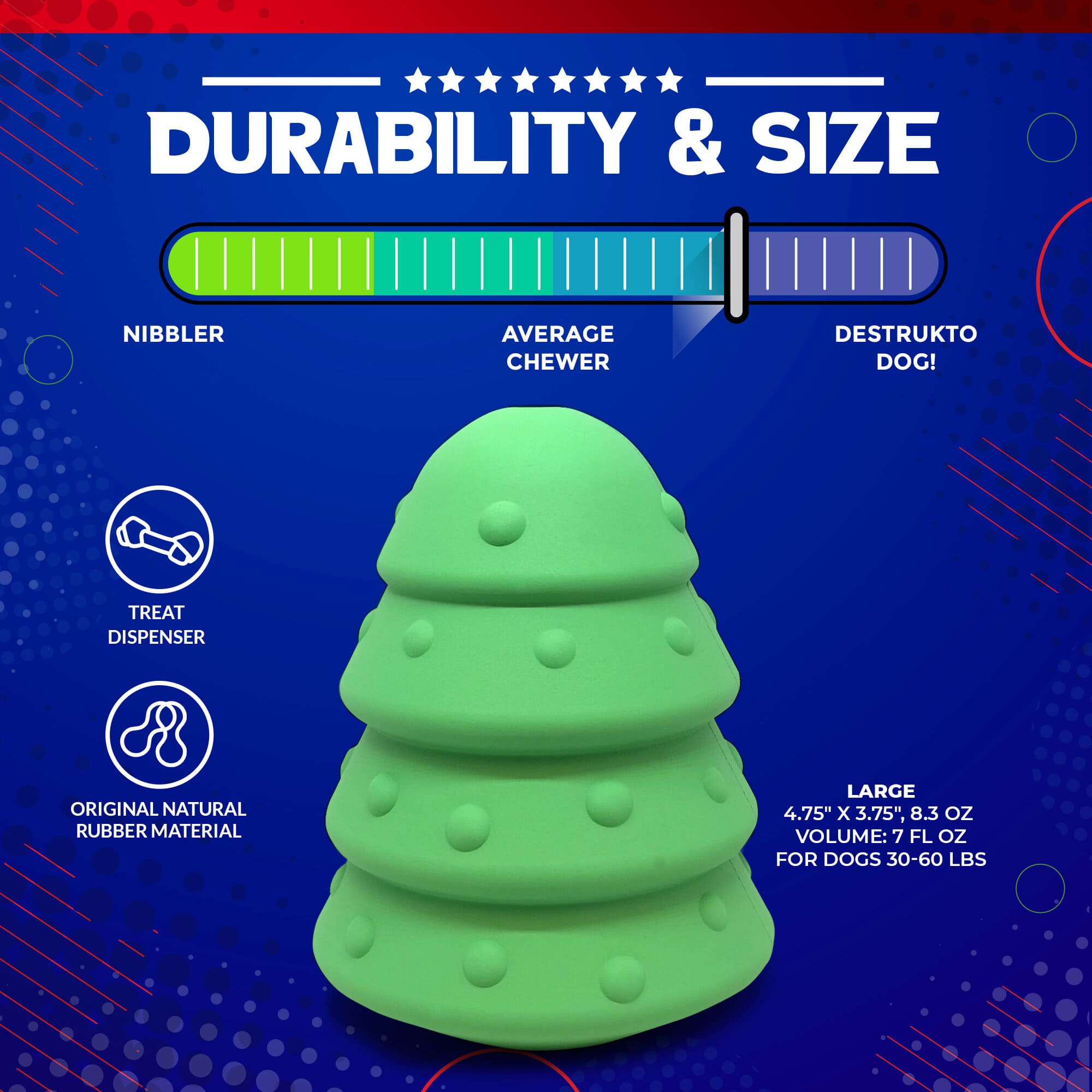 Christmas Tree Dog Toy - Durable Rubber Chew Toy for Large Dogs | USA Made - BIG FRENCHIES