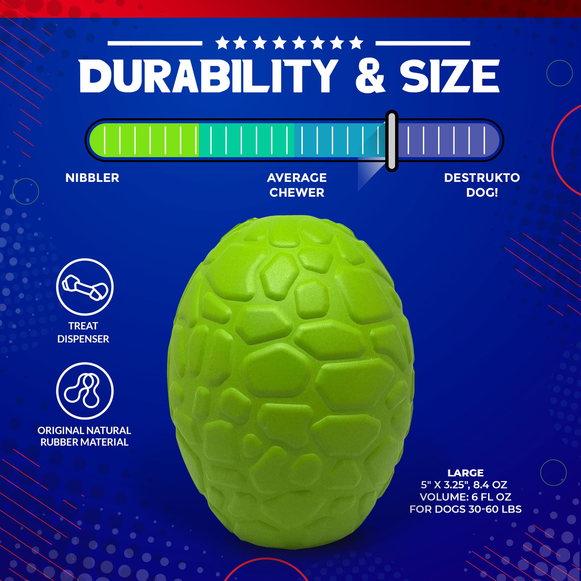 Dinosaur Egg Dog Chew Toy & Treat Dispenser - USA Made | SodaPup - BIG FRENCHIES
