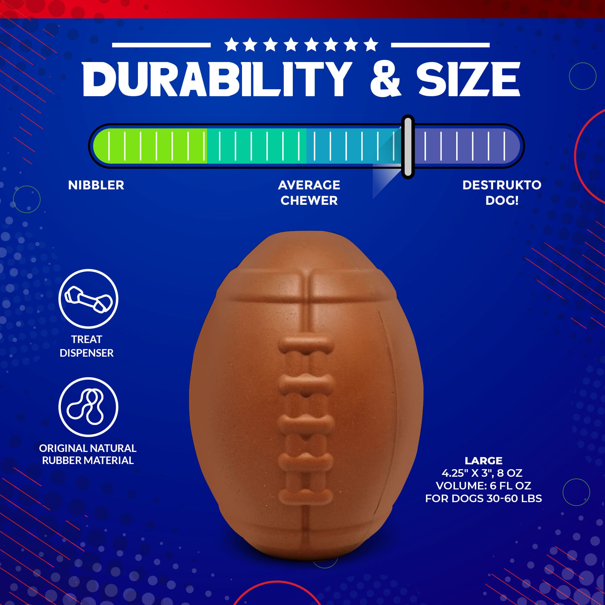 Football Dog Chew Toy & Treat Dispenser - USA Made | SodaPup - BIG FRENCHIES
